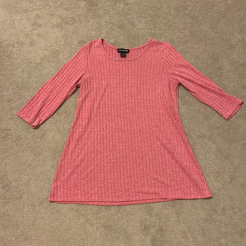 Pink Ribbed 3/4 Length Shirt